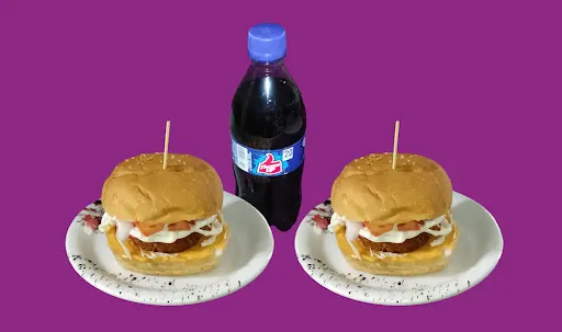 2 Veg Burger With 1 Thums Up [250 Ml]