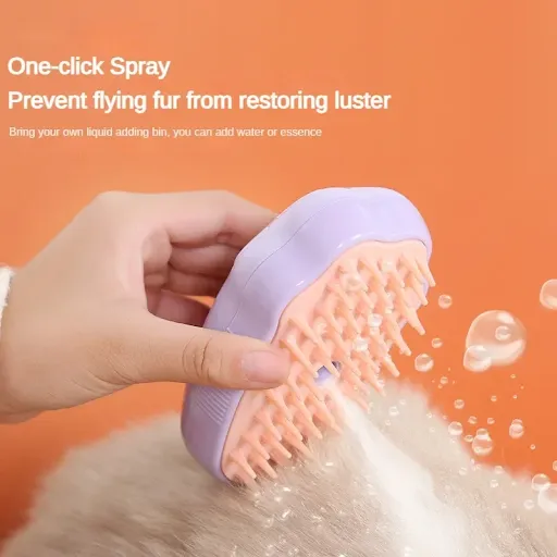 Pet Spray Comb 3 in 1 Electric Soft Silicone Dog Steam Brush One-touch Spray Cat Massage Brush Hair Removal Comb Pet Gro