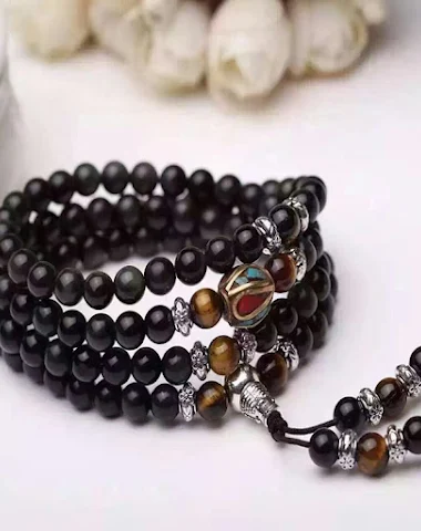 Obsidiaan paar kralen armband - 0