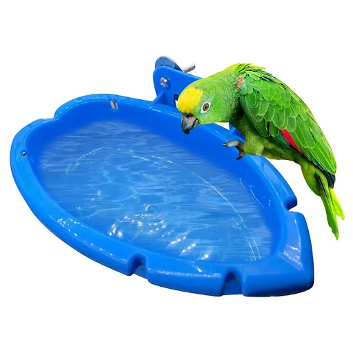 Parrot Food Tray Multifunction Creative Blue Bathtub Animal Cage Standing Wash Shower Box Bird Toys Pet Cleaning Product