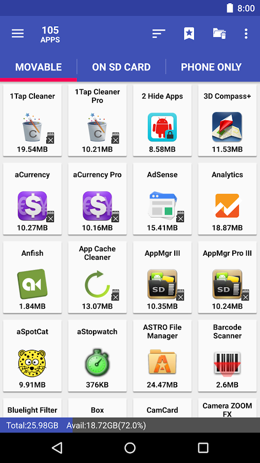    AppMgr Pro III (App 2 SD)- screenshot  