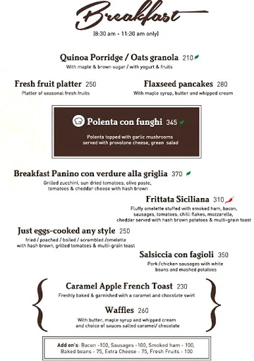 Caffe Tonino menu 