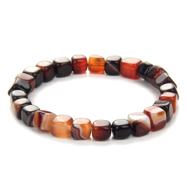 Bracelet en agates et tourmaline avec pierres carrées pour femmes, un bijou élégant pour une protection et un style uniques.