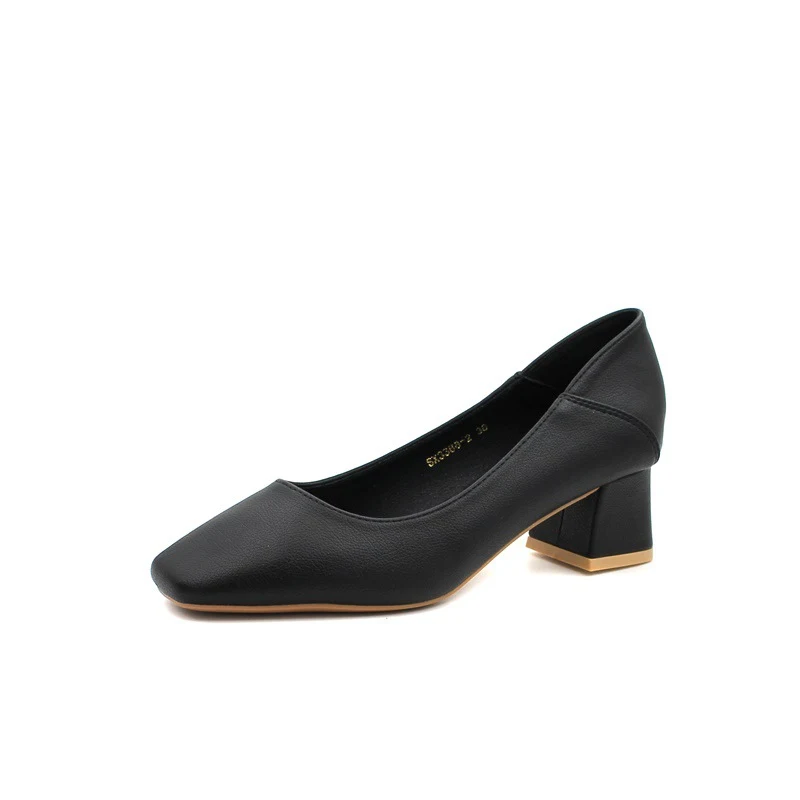 Décolleté con tacco grosso da donna per pendolari. Pompe basse, eleganti e comode, perfette per il lavoro e la vita in città.