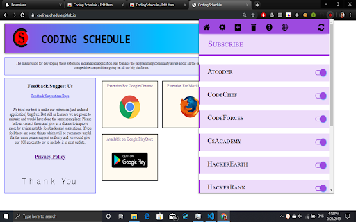 Coding Schedule