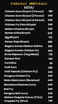 Karaalu Miriyaalu menu 1