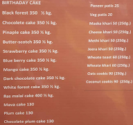 Maharashtra Baker's menu 2