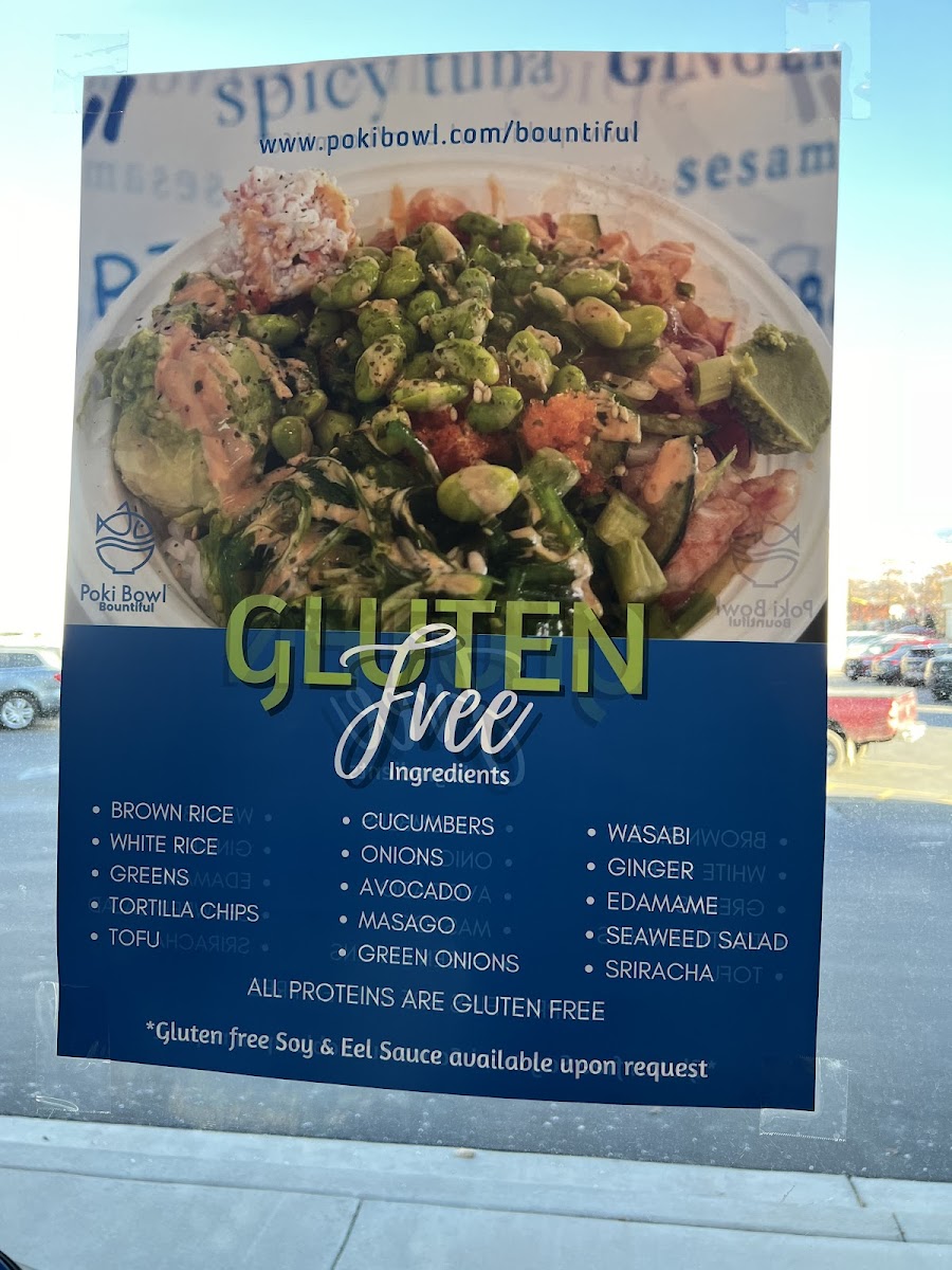 Poki Bowl gluten-free menu