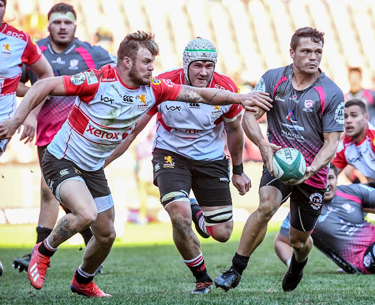 Devon Williams of the Pumas with possession during the Currie Cup match between Xerox Golden Lions XV and Phakisa Pumas at Emirates Airline Park on July 13, 2019 in Johannesburg, South Africa.