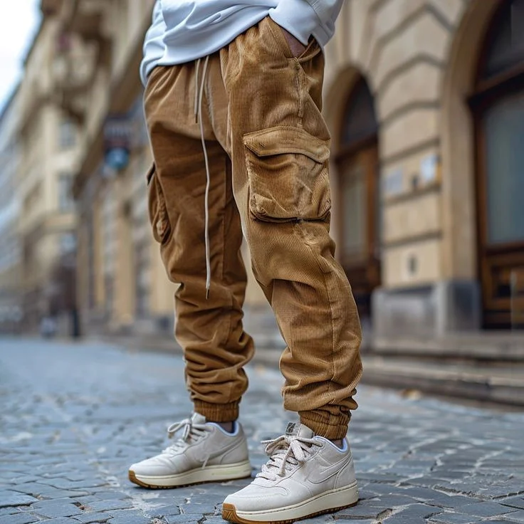 Jesienne Spodnie Casual Retro Z Luźnymi Kieszeniami – Wygodne spodnie w stylu retro na co dzień. Idealne do noszenia na co dzień i na weekend.