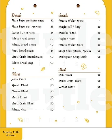 Govindas Bakery menu 