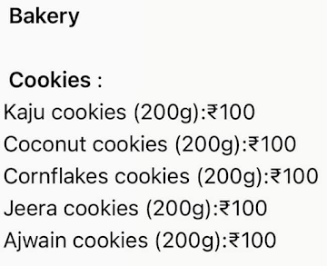 Maniushree Sweets & Bakery menu 