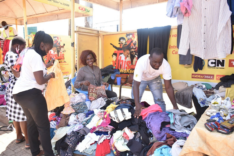 Mitumba traders sell their wares on the streets in Kisumu