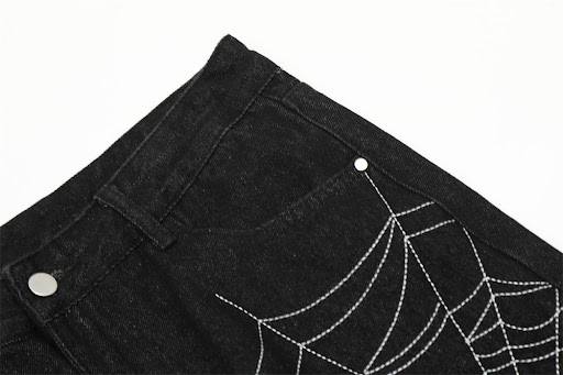 Title 13, Spider Web Straight Jeans for Men and Women. St...