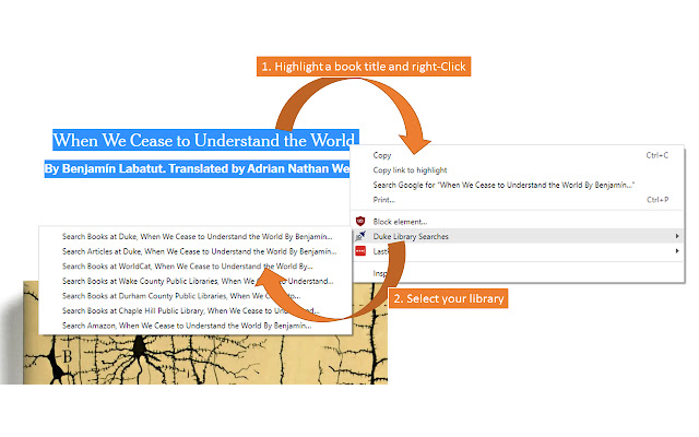 Duke Library Searches chrome extension
