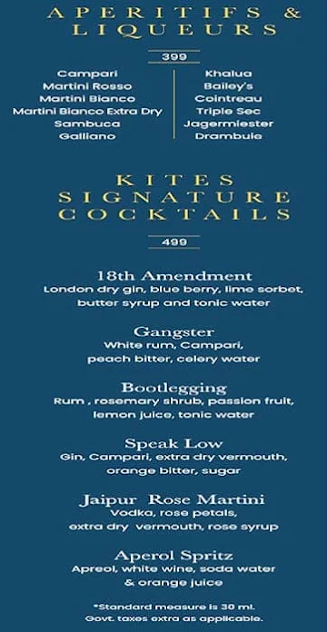 The Kites Lounge menu 