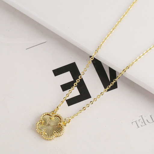 Title 5, Womens Five-Petal Flower Hanging Necklace, a b...