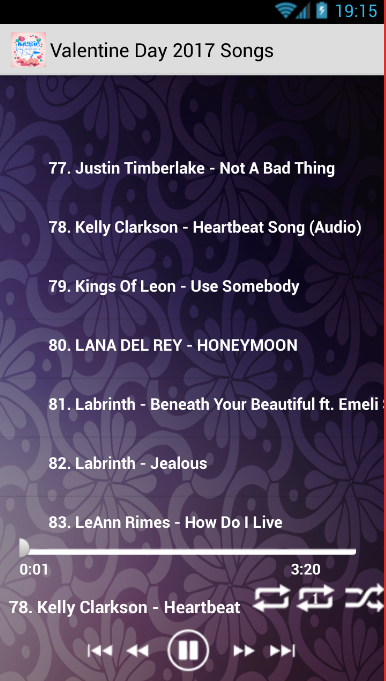 Valentines Day 2017 Songs Screen 3