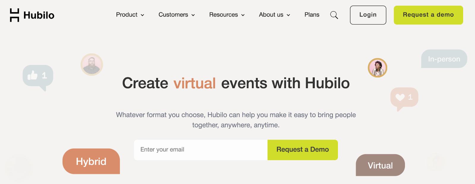 Screenshot of Hubilo's website