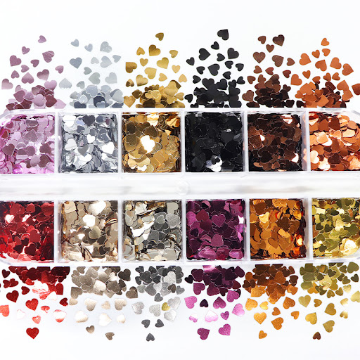Title 6, 12-Grid Long Boxed Mixed Nail Ornament Butterfl...