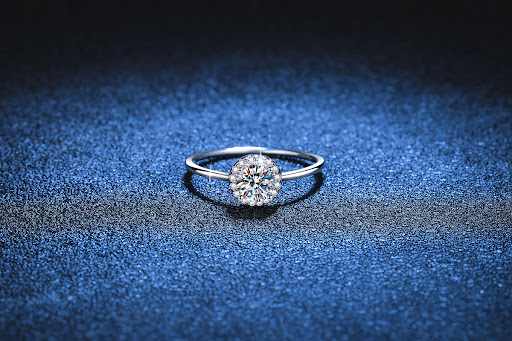 Title 2, S925 Sterling Silver Ring with Moissanite, a st...