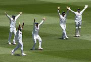 The Indian slips cordon appeal unsuccessfully for the wicket of Joe Burns of Australia during day three of the Second Test match between Australia and India at Melbourne Cricket Ground on December 28, 2020 in Melbourne, Australia. 