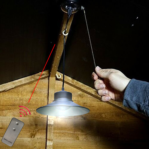 Title 4, Indoor Solar Pull Cord Light Remote Control LED...