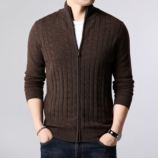 Title 3, Cashmere Sweater Cardigan Solid Color Twisted Z...
