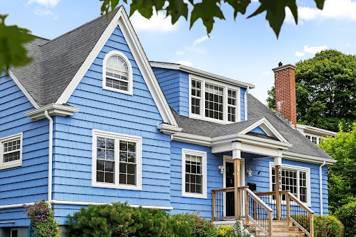 Luxury property for sale in Halifax (Canada) - Blue house Canadian architecture