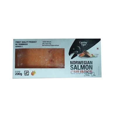 Cambay Tiger Norwegian Salmon With Skin - 200 gm