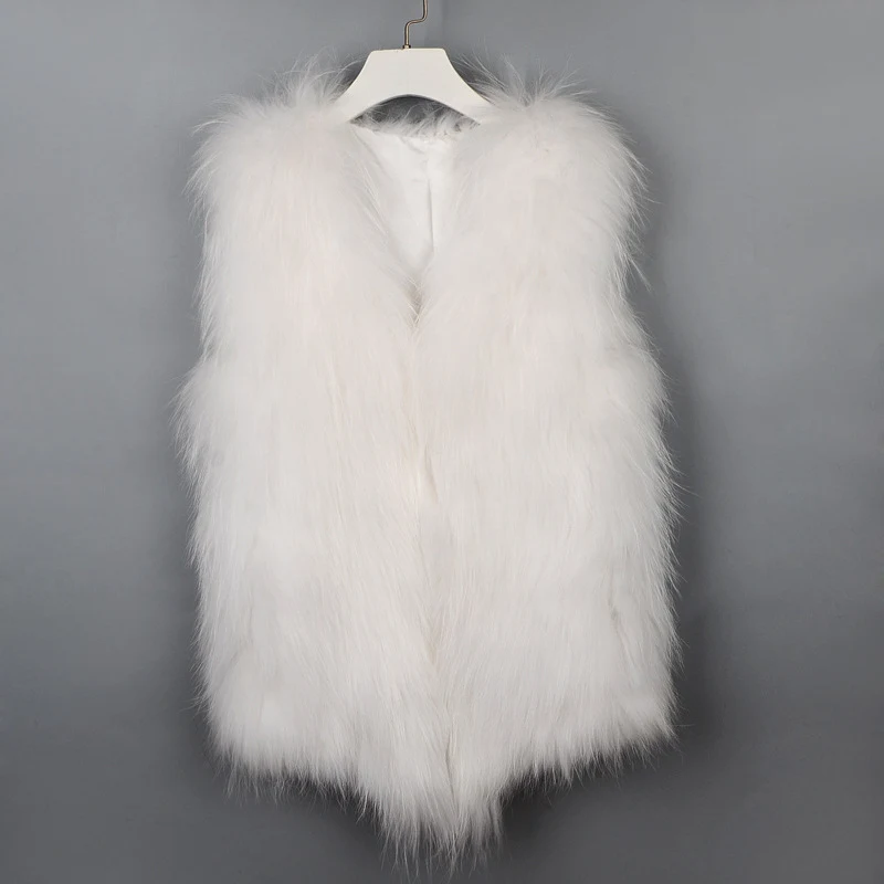 Gilet en fourrure de raton laveur véritable pour femme, automne et hiver, gilet en fourrure de renard tissée, sans manches, pour chaleur et style.