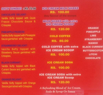 Kwality Wall's Frozen Dessert And Ice Cream Shop menu 