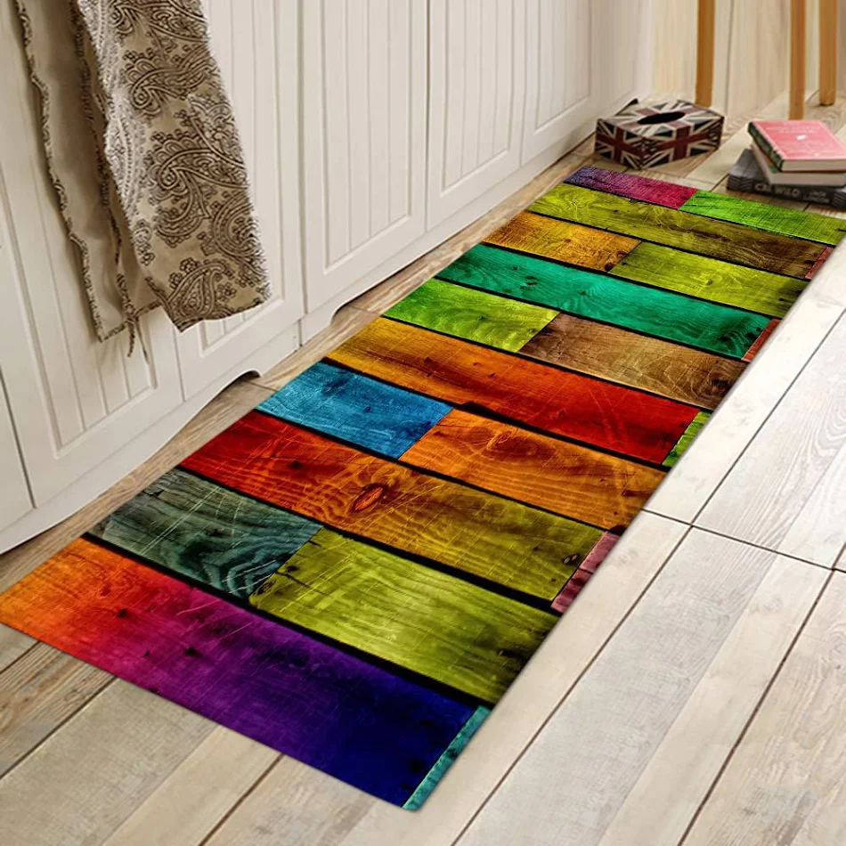 Kuhinjski tepih, spavaća soba, dnevna soba, otirač za ulaz, hodnik, balkon. Podna prostirka protiv klizanja sa šarom drveta za kupatilo i dom, L.