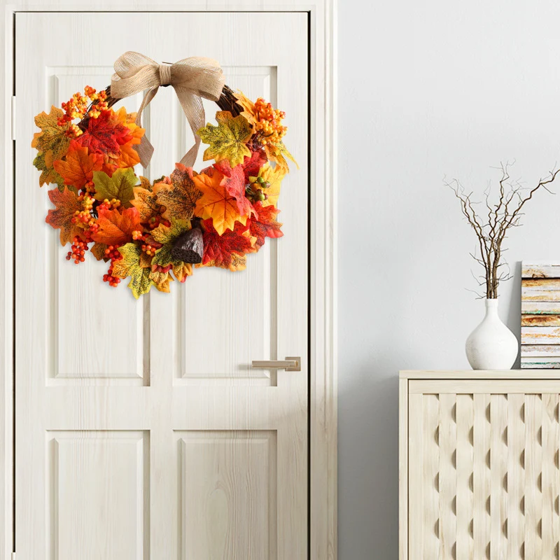 Ahornblattgirlande Türschmuck Herbstfarben Serie Rebe Ring Wand Home Dekoration Ornament für festliche Stimmung