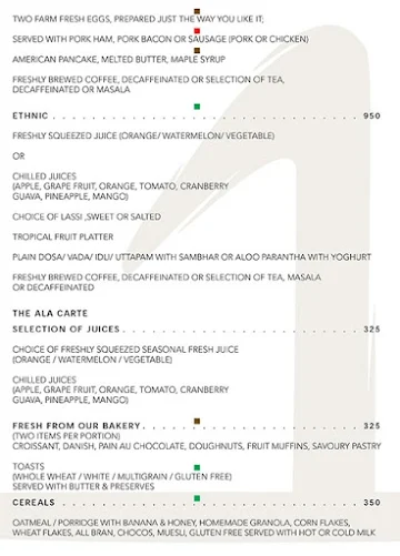 The One - Le Meridien menu 