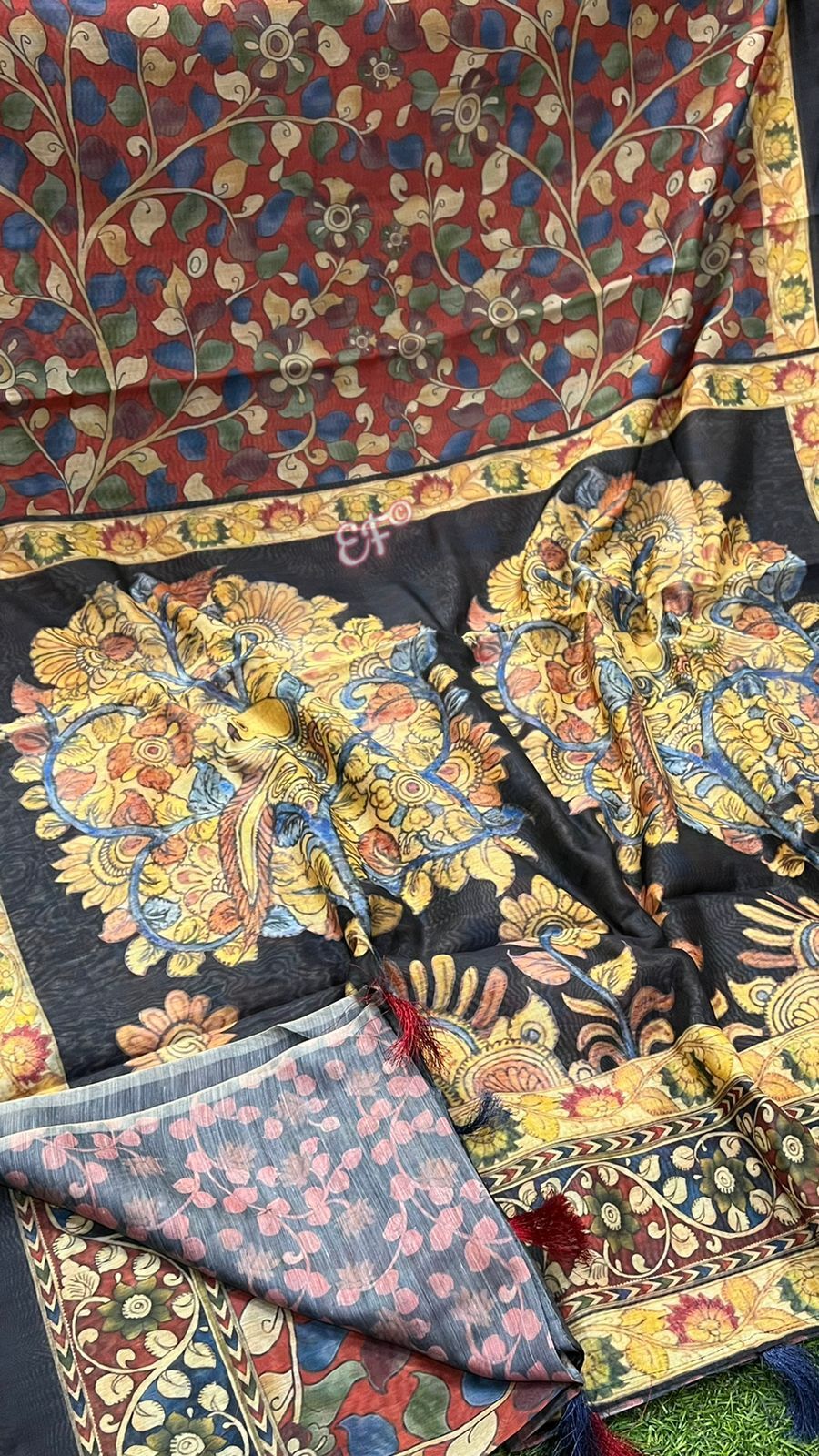 Elegant Kalamkari Printed Maheshwari Silk Sarees