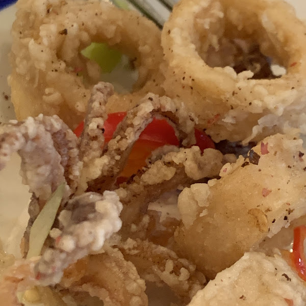 Salt and Pepper squid - what a treat to be able to have everything gluten free - even the vinegar😊😊😊