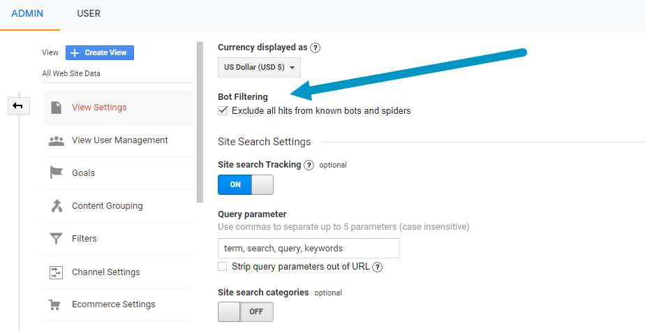 2nd step to filter bot traffic in google analytics reporting