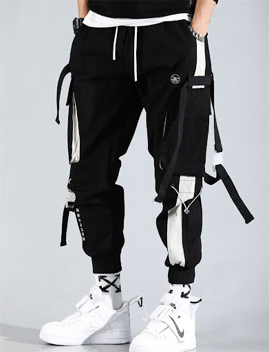 Title 3, Mens Overalls Stitching Drawstring Trousers, c...