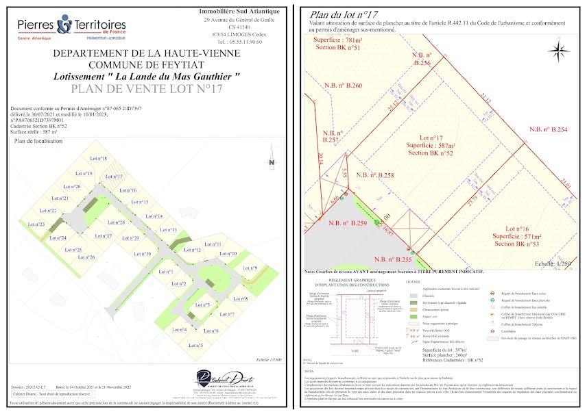 Vente terrain  587 m² à Feytiat (87220), 74 900 €