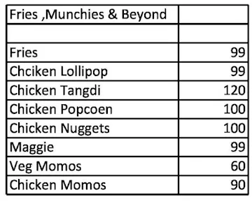 Fries Munchies & Beyond menu 