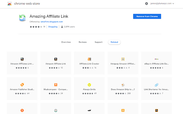 Plumas PC Amazon Affiliate Link chrome extension