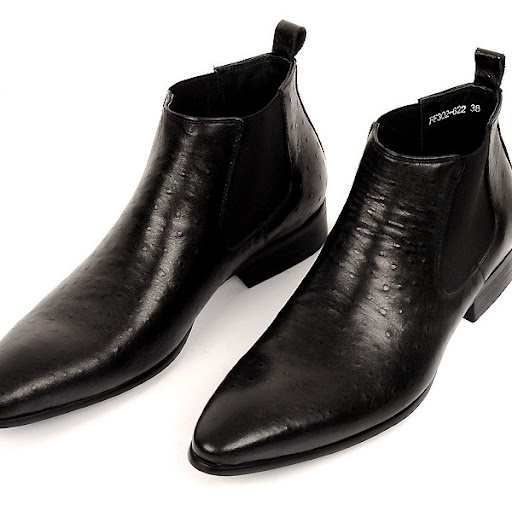 Title 1, Formal Leather Boots with Pointed Toe, Small Si...