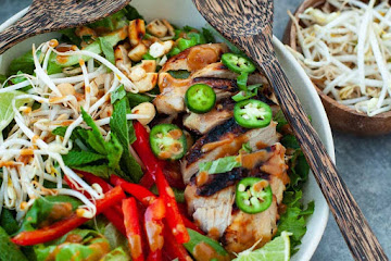 Thai Chicken Salad with Thai Peanut Dressing
