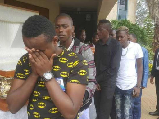 Churchill Show comedians when they paid their last respect to Emmanuel Makori alias Ayeiya at the NPC, Karen, Wednesday April 19, 2017. /DOUGLAS OKIDDY