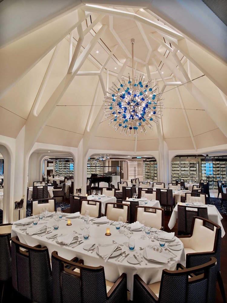 The Restaurant serves as the main dining venue on Seabourn Encore.