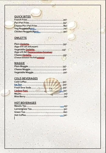 Beach Town Cafe menu 