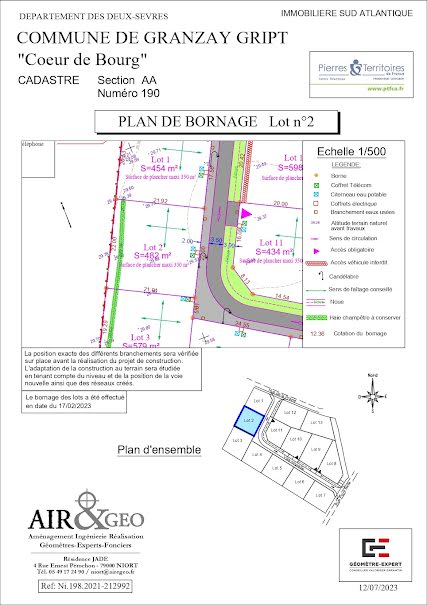 Vente terrain  482 m² à Granzay-Gript (79360), 46 000 €