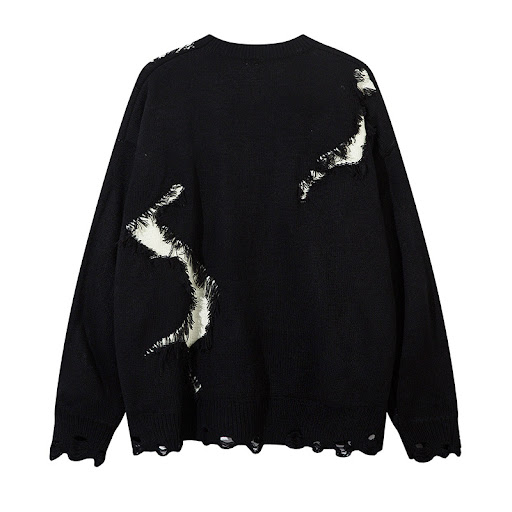 Title 15, Trendy color-contrasting pattern round neck kni...