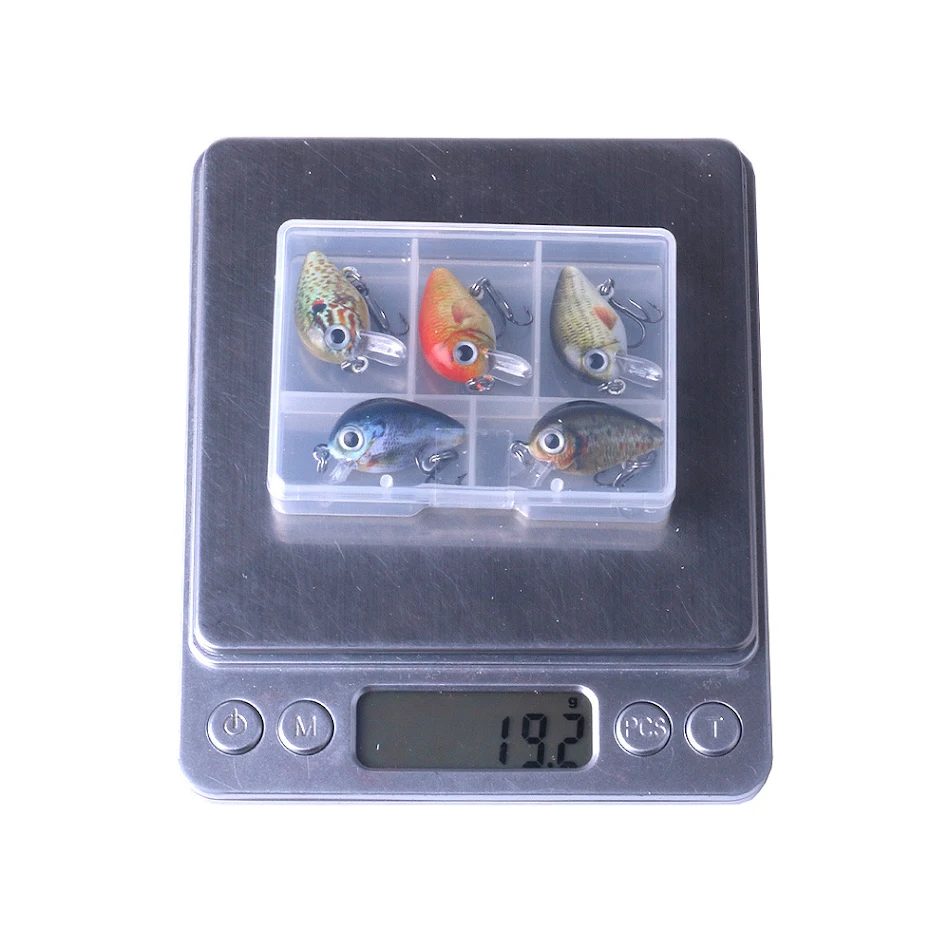 5 Kleuren Mini Rock Visgerei Set 1.5G inclusief box. Effectief vissen met kleurrijke en aantrekkelijke lokazen voor succes.